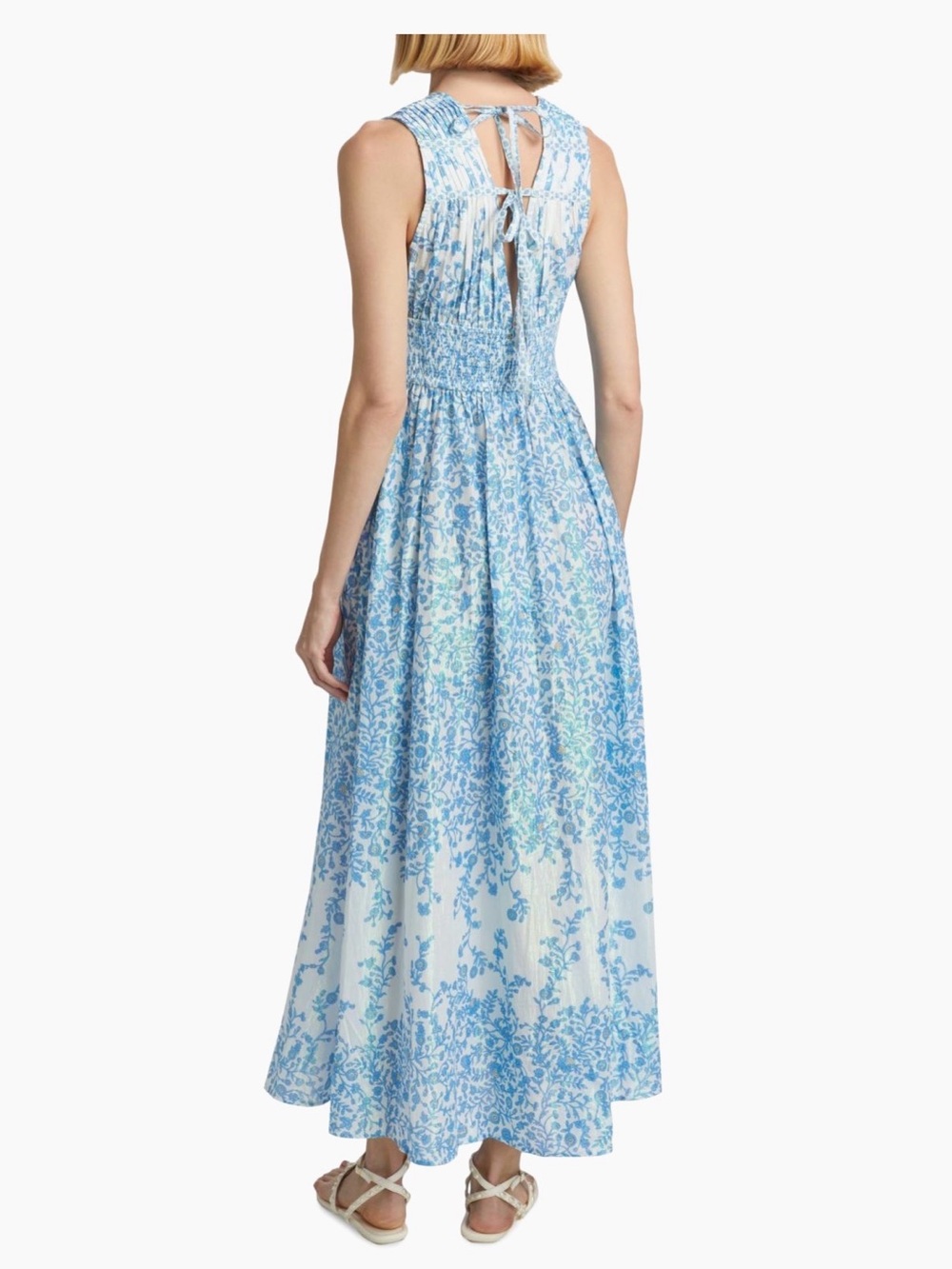 Poupette St Barth Chiara Floral Cotton Maxi Dress Large Blue Lazuli NWT - Picture 4 of 8